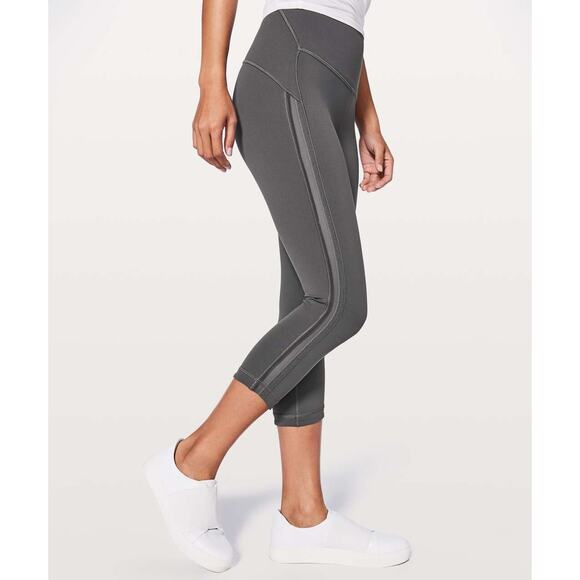 Lululemon Wunder Under Crop Hi Rise Leggings Awaken Full-On Luxtreme Dark Gray 8 - Picture 1 of 8